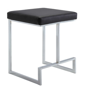 Homeroots 24" Black And Silver Faux Leather And Steel Backless Counter Height Bar Chair   516124