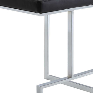 Homeroots 24" Black And Silver Faux Leather And Steel Backless Counter Height Bar Chair   516124