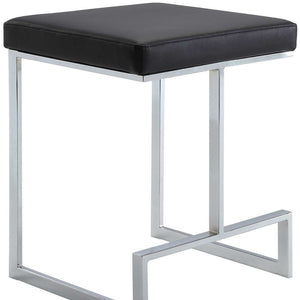 Homeroots 24" Black And Silver Faux Leather And Steel Backless Counter Height Bar Chair   516124