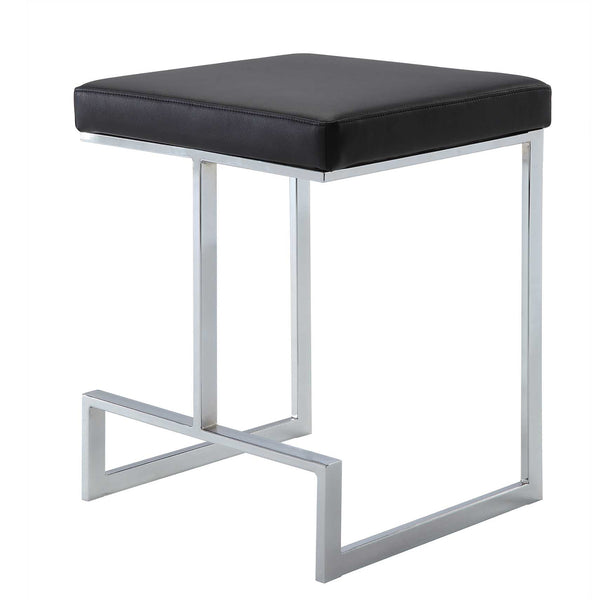 Homeroots 24" Black And Silver Faux Leather And Steel Backless Counter Height Bar Chair   516124