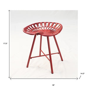 Homeroots 18" Red Iron Backless Bar Chair   516128