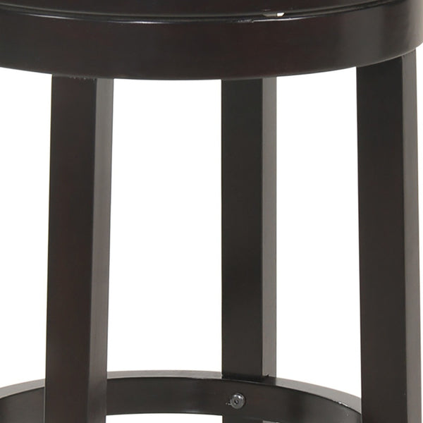 Homeroots 24" Natural And Espresso Rush And Solid Wood Backless Counter Height Swivel Bar Chair   516130