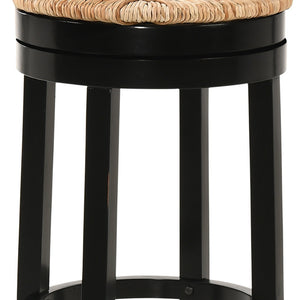 Homeroots 30" Natural And Black Solid Wood Swivel Backless Bar Height Bar Chair   516133