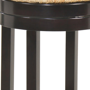 Homeroots 30" Natural And Espresso Solid Wood Swivel Backless Bar Height Bar Chair   516134