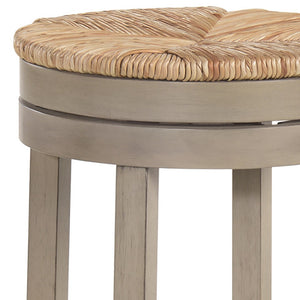 Homeroots 30" Natural And Gray Solid Wood Swivel Backless Bar Height Bar Chair   516136