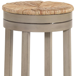 Homeroots 30" Natural And Gray Solid Wood Swivel Backless Bar Height Bar Chair   516136