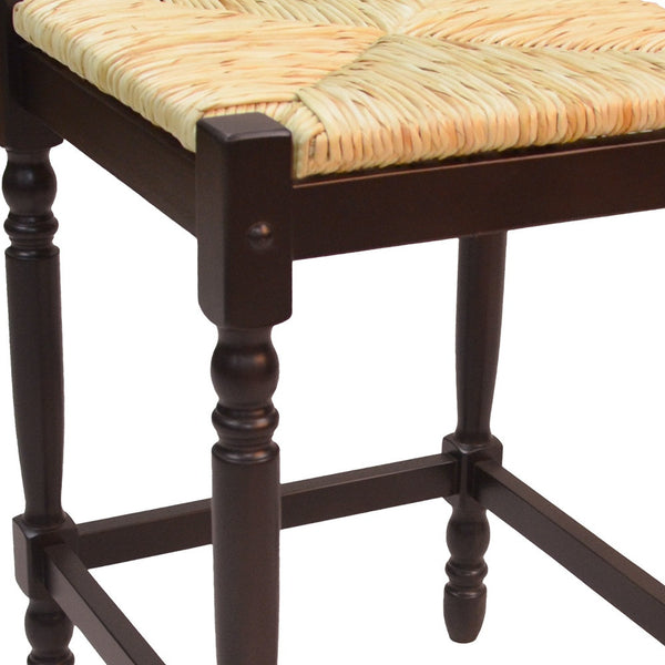 Homeroots 24" Natural And Espresso Solid Wood Backless Counter Height Bar Chair   516138