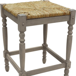 Homeroots 24" Natural And Gray Solid Wood Backless Counter Height Bar Chair   516142