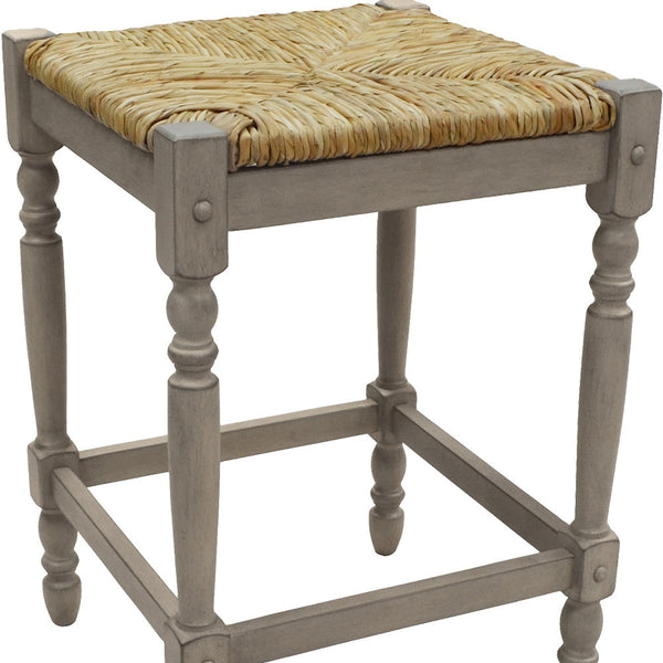 Homeroots 24" Natural And Gray Solid Wood Backless Counter Height Bar Chair   516142