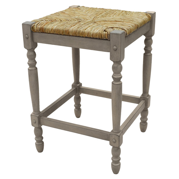 Homeroots 24" Natural And Gray Solid Wood Backless Counter Height Bar Chair   516142