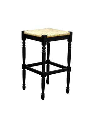 Homeroots 29" Natural And Black Solid Wood Backless Bar Height Bar Chair   516143