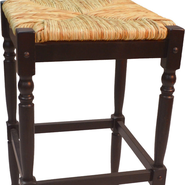 Homeroots 29" Natural And Espresso Solid Wood Backless Bar Height Bar Chair   516144