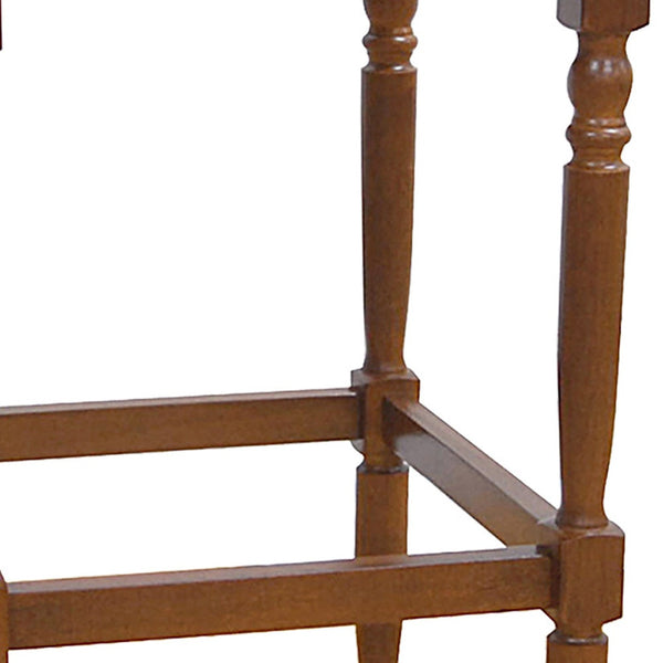 Homeroots 29" Natural And Brown Solid Wood Backless Bar Height Bar Chair   516147