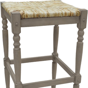 Homeroots 29" Natural And Gray Solid Wood Backless Bar Height Bar Chair   516148