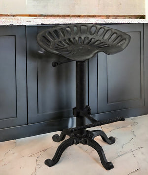 Homeroots 23" Black Iron Backless Adjustable Height Bar Chair   516149