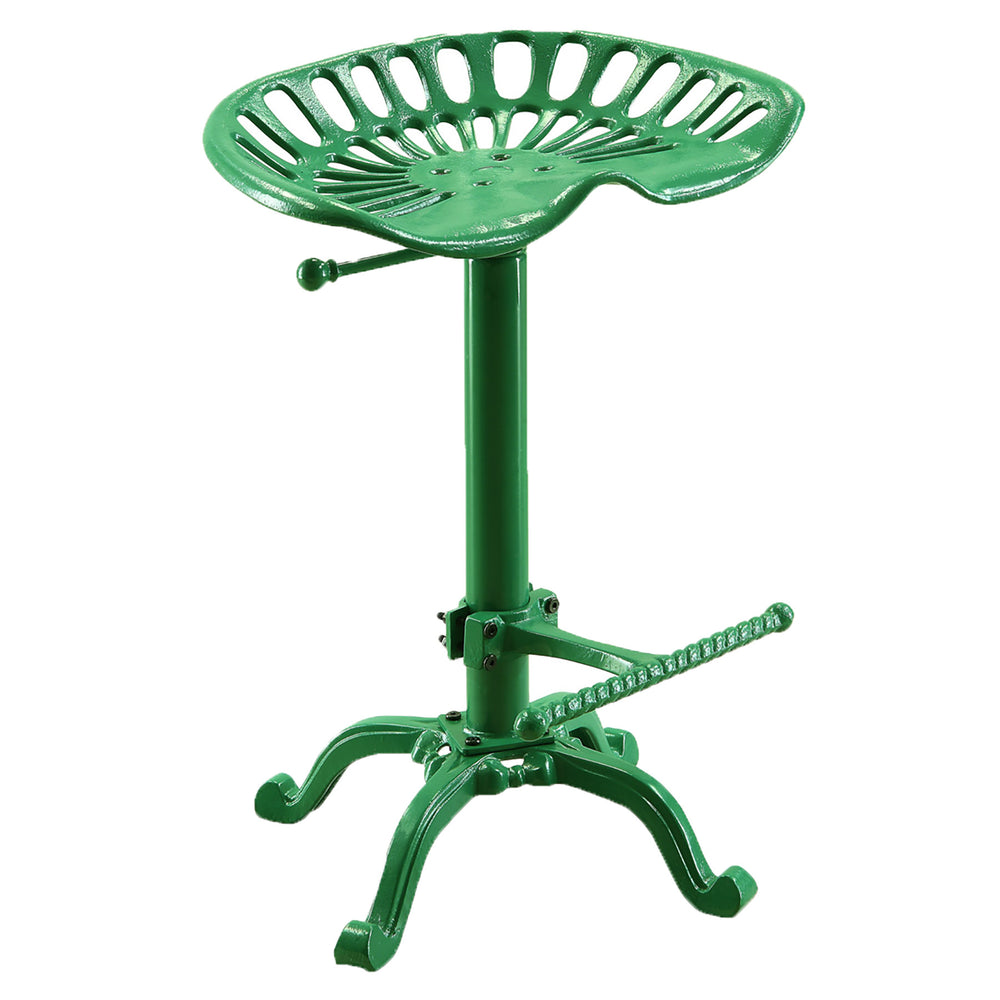 Homeroots 23" Green Iron Backless Adjustable Height Bar Chair   516150