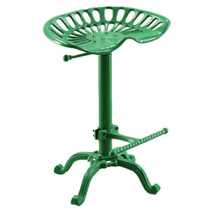 Homeroots 23" Green Iron Backless Adjustable Height Bar Chair   516150