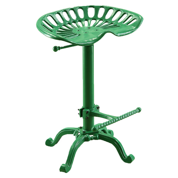 Homeroots 23" Green Iron Backless Adjustable Height Bar Chair   516150