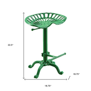 Homeroots 23" Green Iron Backless Adjustable Height Bar Chair   516150
