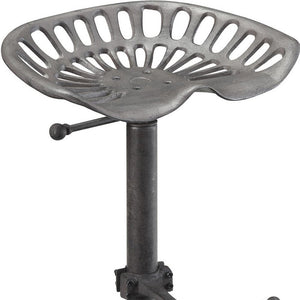 Homeroots 23" Gray Iron Backless Adjustable Height Bar Chair   516151