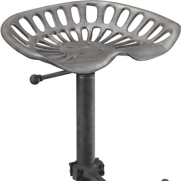 Homeroots 23" Gray Iron Backless Adjustable Height Bar Chair   516151