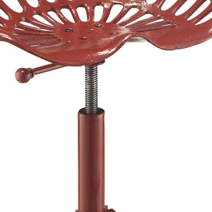 Homeroots 23" Red Iron Backless Adjustable Height Bar Chair   516152