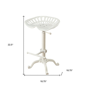 Homeroots 23" White Iron Backless Adjustable Height Bar Chair   516153
