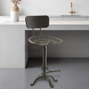Homeroots Adjustable Height Iron Low Back Bar Height Bar Chair   516155