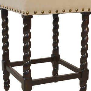 Homeroots 24" Cream And Espresso Solid Wood Backless Counter Height Bar Chair   516156