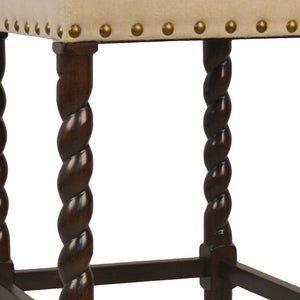 Homeroots 30" Cream And Espresso Solid Wood Backless Bar Height Bar Chair   516161