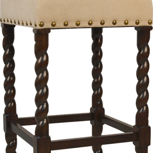 Homeroots 30" Cream And Espresso Solid Wood Backless Bar Height Bar Chair   516161