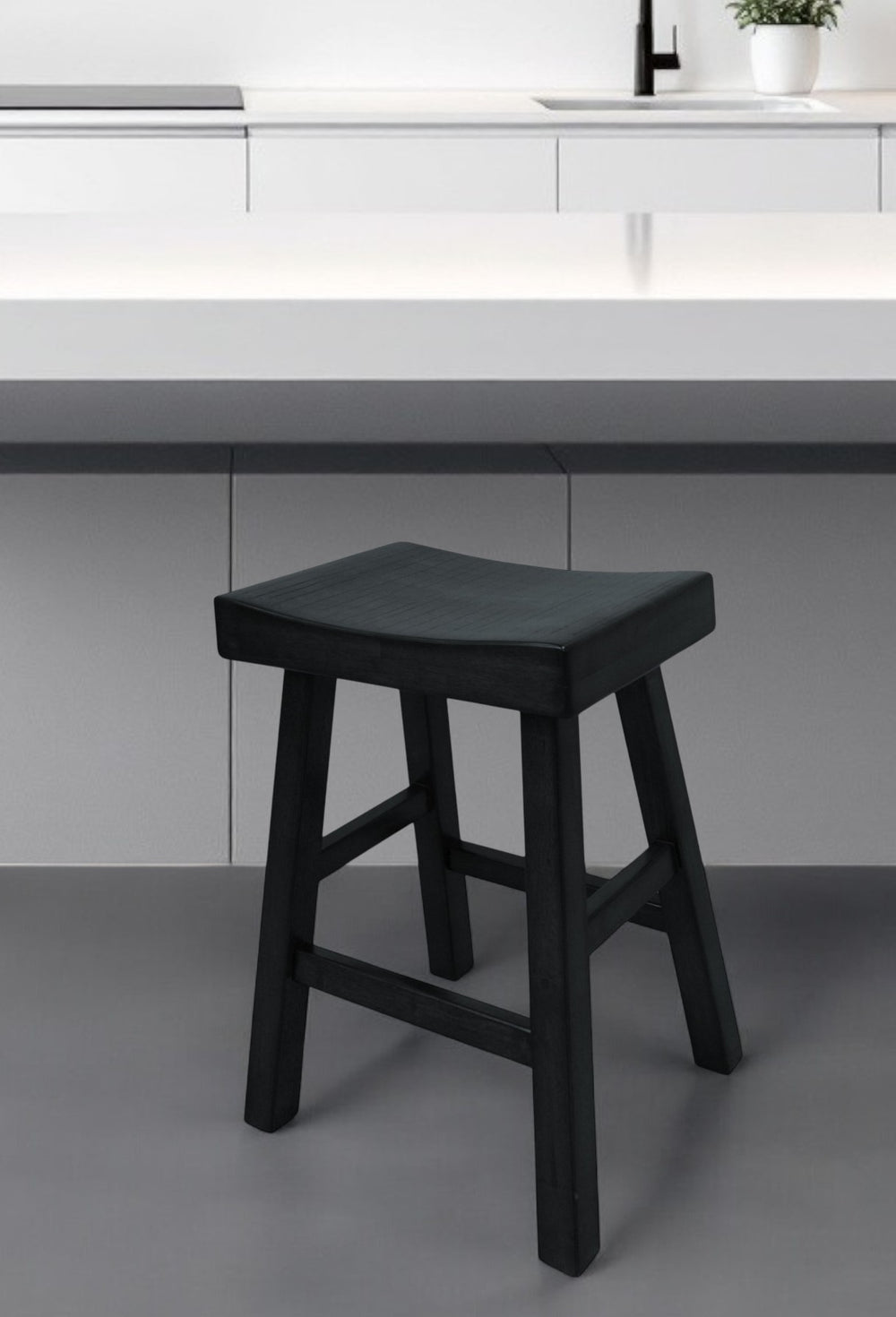 Homeroots 25" Solid Wood Backless Counter Height Bar Chair   516166