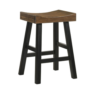 HomeRoots 25" Stylish Brown and Black Backless Solid Wood Counter Stool for Modern Kitchens and Bars 516167