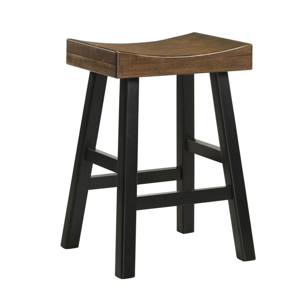 HomeRoots 25" Stylish Brown and Black Backless Solid Wood Counter Stool for Modern Kitchens and Bars 516167