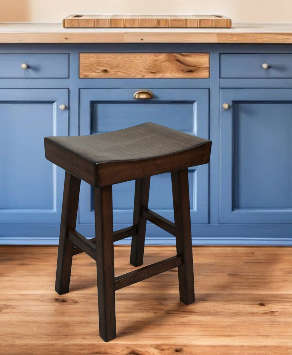 HomeRoots 25" Espresso Solid Wood Backless Bar Chair – Modern Comfort & Style for Your Kitchen or Home Bar 516168