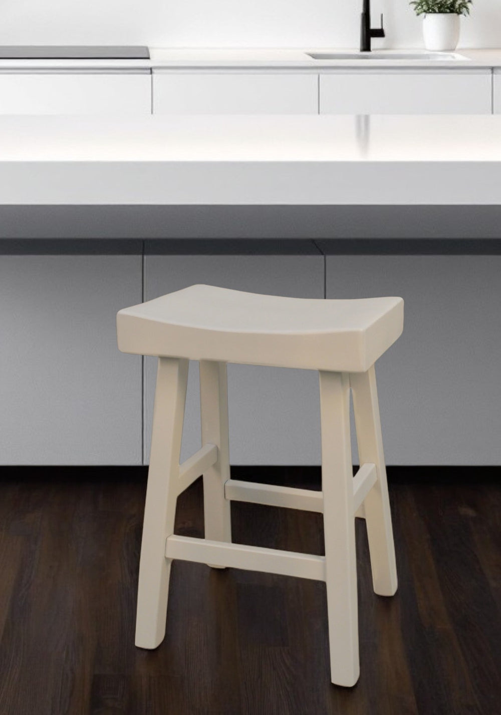 Homeroots 25" Solid Wood Backless Counter Height Bar Chair   516169