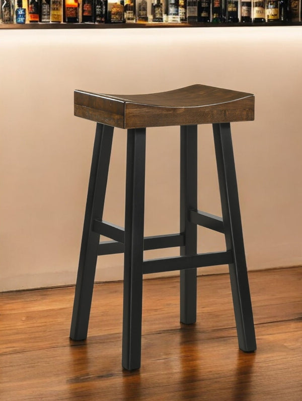 HomeRoots 30" Backless Bar Chair in Brown and Black – Stylish, Sturdy Seating for Kitchen, Bar, or Café 516171