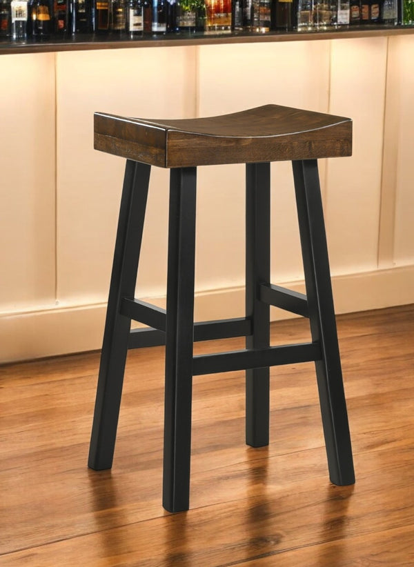 HomeRoots 30" Backless Bar Chair in Brown and Black – Stylish, Sturdy Seating for Kitchen, Bar, or Café 516171