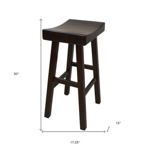 Homeroots 30" Espresso Solid Wood Backless Bar Height Bar Chair   516172