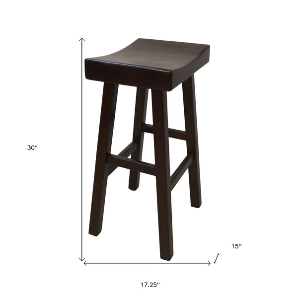 Homeroots 30" Espresso Solid Wood Backless Bar Height Bar Chair   516172