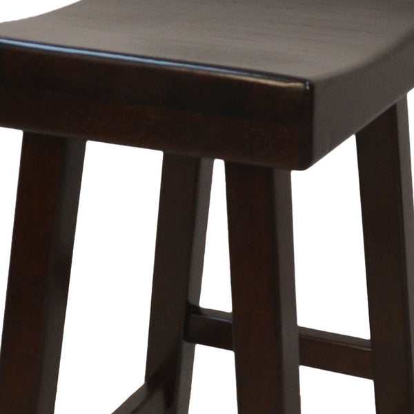 Homeroots 30" Espresso Solid Wood Backless Bar Height Bar Chair   516172