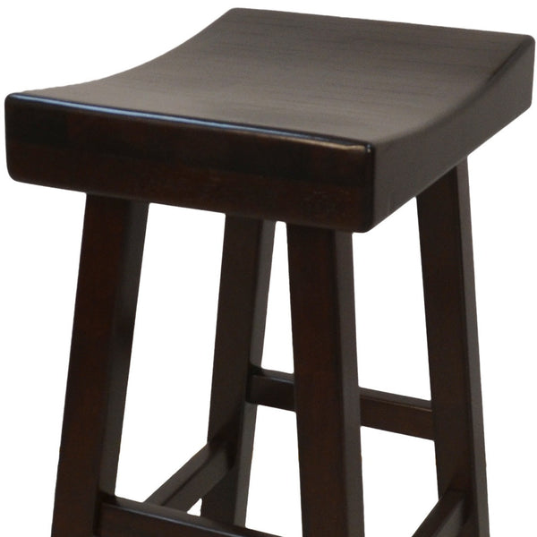 Homeroots 30" Espresso Solid Wood Backless Bar Height Bar Chair   516172