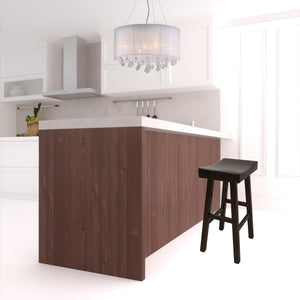 Homeroots 30" Espresso Solid Wood Backless Bar Height Bar Chair   516172