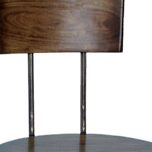 Homeroots 23" Chestnut And Black Steel Swivel Low Back Adjustable Height Bar Chair   516179