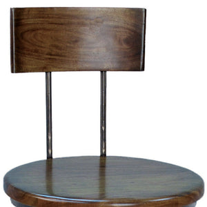 Homeroots 23" Chestnut And Black Steel Swivel Low Back Adjustable Height Bar Chair   516179