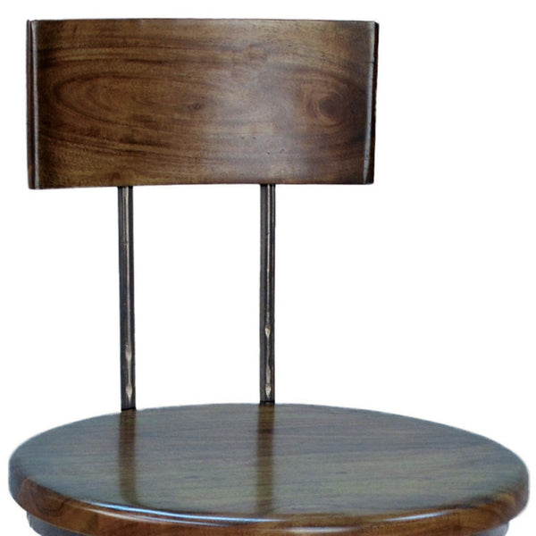 Homeroots 23" Chestnut And Black Steel Swivel Low Back Adjustable Height Bar Chair   516179