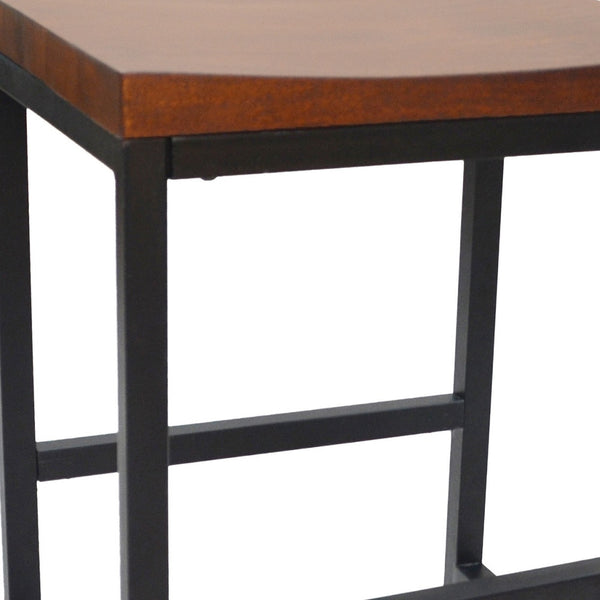 Homeroots 24" Chestnut And Black Steel Backless Counter Height Bar Chair   516180