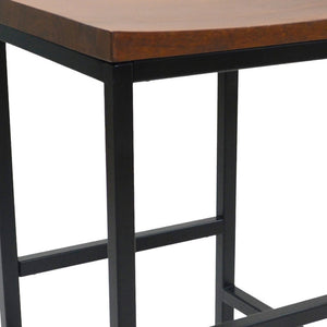 Homeroots 30" Chestnut And Black Steel Swivel Backless Bar Height Bar Chair   516181