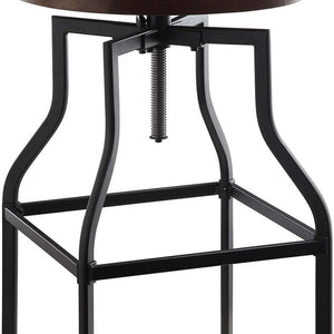 Homeroots 26" Chestnut And Black Steel Swivel Backless Adjustable Height Bar Chair   516182