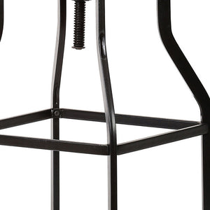 Homeroots 26" Chestnut And Black Steel Swivel Backless Adjustable Height Bar Chair   516183